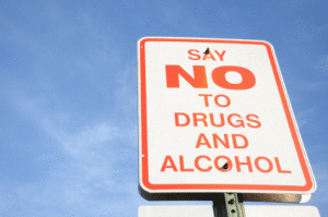 Sign with text: 'say no to drugs and alcohol'