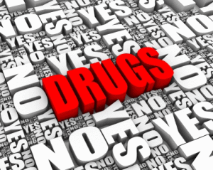 Collage of words about drug abuse